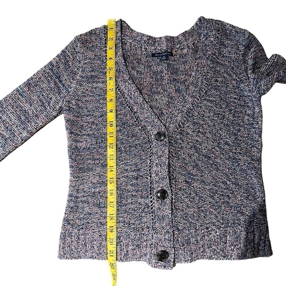EUC American Eagle short button cardigan, pink and blue knit, size small. - Picture 5 of 9